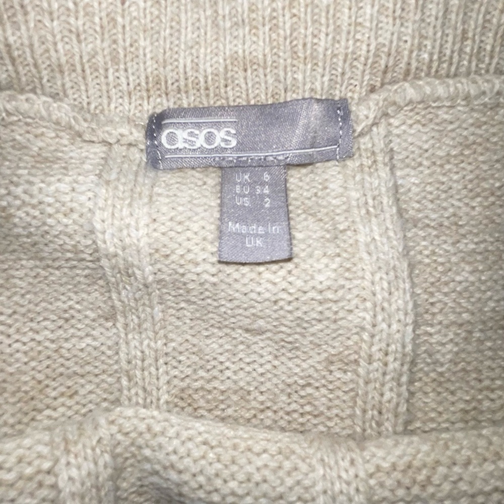 ASOS Beige Ribbed Midi Pencil Skirt - Picture 3 of 5